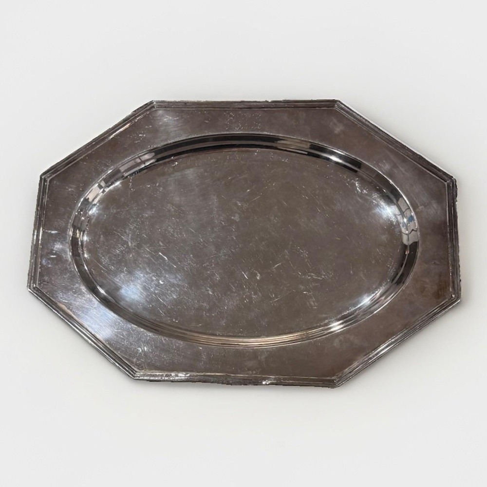 Holmes & Edwards EPNS Octagonal Serving Tray Platter 14 in Post-1940